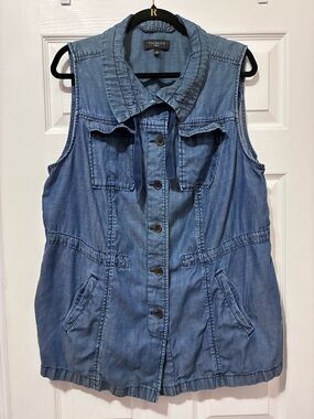 Talbots Womans sz 1x Jean colored long vest
